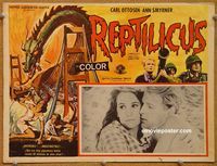 3w678 REPTILICUS Mexican LC '62 indestructible 50 million year-old giant lizard destroys bridge!