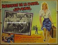 3w686 RIOT IN JUVENILE PRISON Mexican movie lobby card '59 co-ed reform school for delinquents!