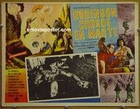 3w689 ROBINSON CRUSOE ON MARS Mexican movie lobby card '64 Paul Mantee, wacky sci-fi artwork!