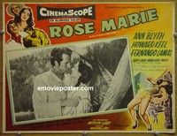 3w694 ROSE MARIE Mexican movie lobby card '54 great close-up of Ann Blyth & Fernardo Lamas!