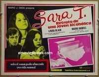 3w702 SARAH T Mexican movie lobby card '75 alcoholic Linda Blair w/booze, young Mark Hamill!