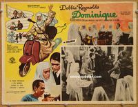 3w716 SINGING NUN Mexican lobby card '66 great art of Debbie Reynolds with guitar riding Vespa!