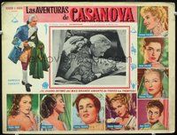3w717 SINS OF CASANOVA Mexican lobby card '55 early Ursula Andress, great images of sexy starlets!