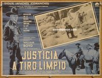 3w196 6-SHOOTER JUSTICE Mexican movie lobby card 1950s Hopalong Cassidy, great cowboy western art!