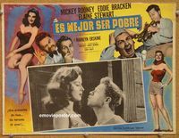 3w726 SLIGHT CASE OF LARCENY Mexican movie lobby card '53 Mickey Rooney & bad Elaine Stewart!