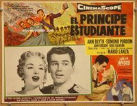 3w750 STUDENT PRINCE Mexican movie lobby card '54 pretty Ann Blyth, Edmund Purdom, romantic musical!