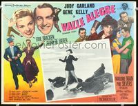 3w753 SUMMER STOCK Mexican movie lobby card '50 great image of Judy Garland with guys on the floor!