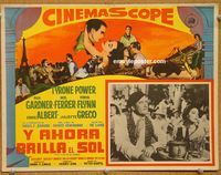 3w754 SUN ALSO RISES Mexican movie lobby card '57 Tyrone Power, Ava Gardner, Mel Ferrer, Errol Flynn