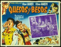 3w759 SWISS MISS Mexican lobby card R60s great image of Stan Laurel & Oliver Hardy w/girl and tuba!