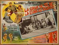 3w770 TEAHOUSE OF THE AUGUST MOON Mexican LC '56 art of Marlon Brando, Glenn Ford & Machiko Kyo!