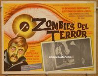 3w772 TEENAGE ZOMBIES Mexican lobby card '59 bizarre, really wild artwork of zombie & giant eyeball!