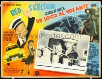 3w854 YELLOW CAB MAN Mexican movie lobby card '50 wacky art of taxi driver Red Skelton!