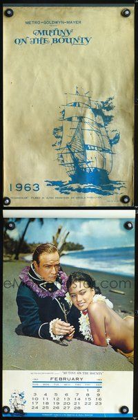 3w110 MUTINY ON THE BOUNTY calendar '62 12 great full-color scenes including Brando & Tarita!