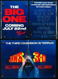 3w158 JAWS 3-D promo brochure '83 cool die-cut pop-up of shark's head showing teeth!