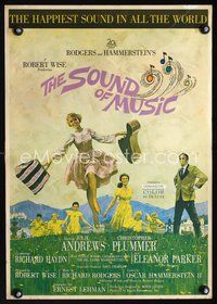 3w002 SOUND OF MUSIC 16x23 window card '65 classic artwork of Julie Andrews by Howard Terpning!