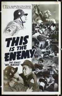 3w004 THIS IS THE ENEMY local theater WC '42 The Soviet Mrs. Miniver, anti-Hitler documentary!