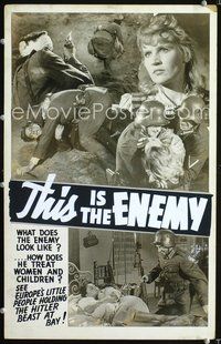 3w003 THIS IS THE ENEMY local theater WC '42 Europe's little people holding the Hitler beast at bay!