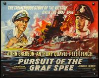 3x549 PURSUIT OF THE GRAF SPEE English 1/2sh '57 Powell & Pressburger's Battle of the River Plate!