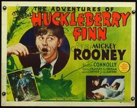 3x262 ADVENTURES OF HUCKLEBERRY FINN 1/2sheet '39 great c/u of Mickey Rooney eating peas with knife!