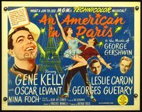 3x270 AMERICAN IN PARIS half-sheet R63 exact same color art of Gene Kelly dancing with Leslie Caron!