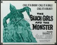 3x284 BEACH GIRLS & THE MONSTER 1/2sh '65 classic schlocky grade-Z movie, music by Frank Sinatra Jr