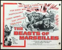 3x285 BEASTS OF MARSEILLES half-sheet poster '59 they made a living hell for every man and woman!
