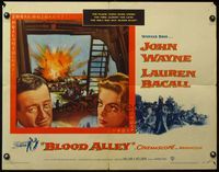 3x301 BLOOD ALLEY half-sheet movie poster '55 John Wayne & Lauren Bacall in Chicku Shan, China!