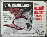 3x302 BLOOD BEAST FROM OUTER SPACE half-sheet '65 UFOs invade Earth, creatures snatch sexy girls!