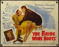 3x308 BRIDE WORE BOOTS style B 1/2sheet '46 romantic close up of Barbara Stanwyck & Robert Cummings!
