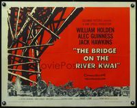 3x309 BRIDGE ON THE RIVER KWAI style B pre-Awards half-sheet '58 William Holden, David Lean classic!