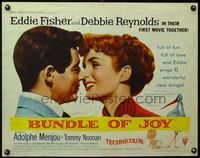 3x313 BUNDLE OF JOY style A 1/2sheet '57 romantic super close up of Debbie Reynolds & Eddie Fisher!