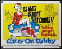 3x321 CARRY ON CABBY half-sheet poster 1967 English taxi cab sex, art of sexy girl sitting on car!