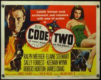 3x329 CODE TWO style A half-sheet '53 sexy lonely Elaine Stewart seeks romance with Ralph Meeker!