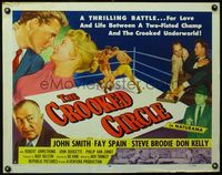 3x333 CROOKED CIRCLE style A half-sheet '57 two-fisted boxing champ vs crooked underworld, cool art!