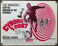 3x337 CYBORG 2087 half-sheet '66 Michael Rennie must stop the invasion of the cyborgs, cool sci-fi!