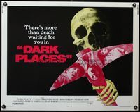 3x338 DARK PLACES half-sheet '74 Christopher Lee, Joan Collins, cool image of skull & pick axe!