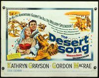 3x340 DESERT SONG half-sheet movie poster '53 artwork of Gordon McRae holding sexy Kathryn Grayson!