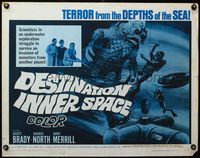 3x343 DESTINATION INNER SPACE half-sheet '66 terror from the depths of the sea, cool monster image!