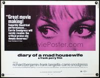 3x347 DIARY OF A MAD HOUSEWIFE half-sheet '70 Frank Perry, super close up of Carrie Snodgress' eyes!