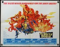 3x349 DIRTY DOZEN half-sheet '67 Charles Bronson, Jim Brown, Lee Marvin, cool battle scene art!