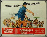 3x351 DONOVAN'S REEF half-sheet '63 John Ford, great art of punching sailor John Wayne & Lee Marvin!