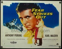 3x364 FEAR STRIKES OUT style A half-sheet '57 Anthony Perkins as baseball player Jim Piersall!