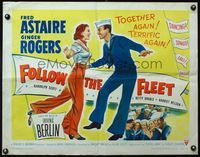 3x369 FOLLOW THE FLEET half-sheet R53 close up of sailors Fred Astaire & Ginger Rogers dancing!