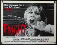 3x373 FRIGHT half-sheet '71 terrified Susan George about to have her mouth slashed open by glass!