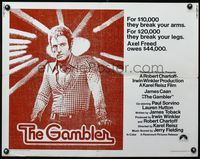 3x378 GAMBLER half-sheet poster '74 James Caan is a degenerate gambler who owes the mob $44,000!