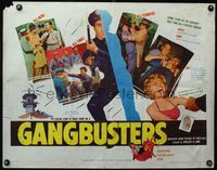 3x380 GANG BUSTERS half-sheet movie poster '54 Public Enemy No 4, based on hit TV and radio show!