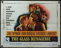 3x391 GLASS MENAGERIE half-sheet '50 Jane Wyman thinks she loves Kirk Douglas, Tennessee Williams