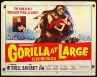 3x398 GORILLA AT LARGE half-sheet '54 great art of giant ape holding screaming sexy Anne Bancroft!