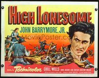 3x407 HIGH LONESOME half-sheet movie poster '50 cool close up headshot art of John Barrymore Jr.!
