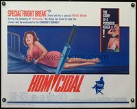3x413 HOMICIDAL 1/2sh '61 William Castle's story of psychotic killer, cool knife & sexy girl image!